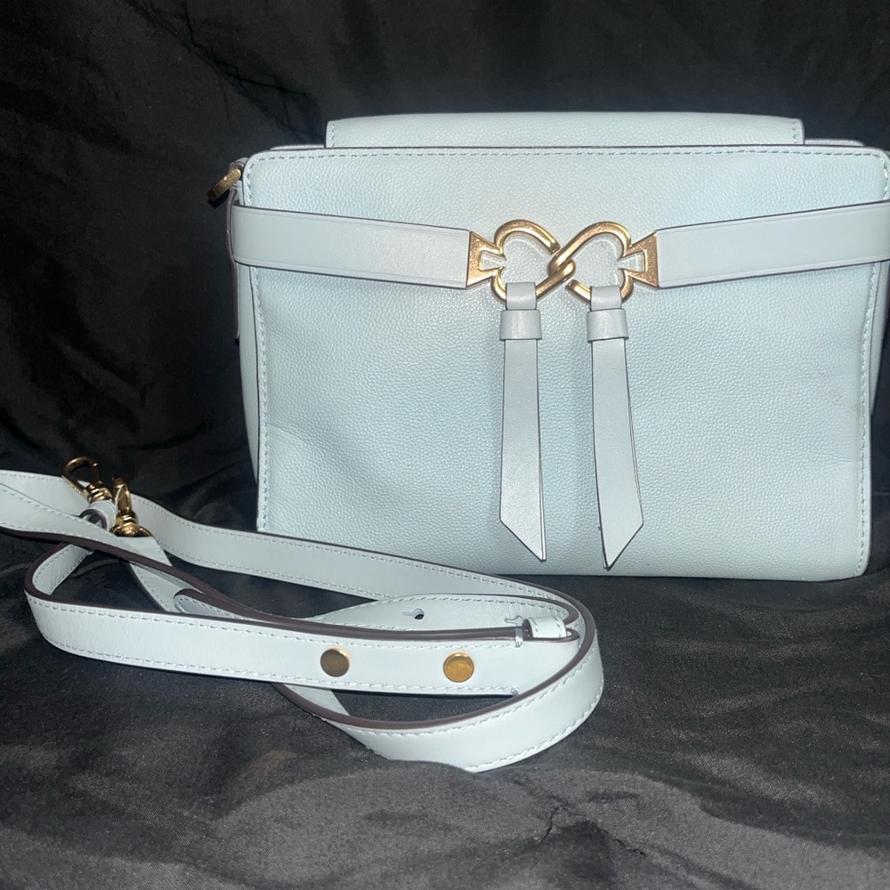 Kate Spade Blue and Gold Crossbody Bag with Structured Design